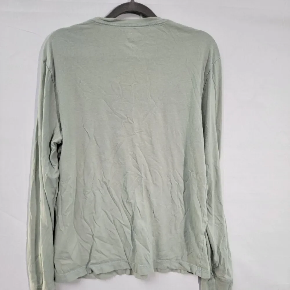 J. Crew Shy Green 100% Cotton Washed Tee Shirt Long Sleeve Crew Neck Man's Sz S